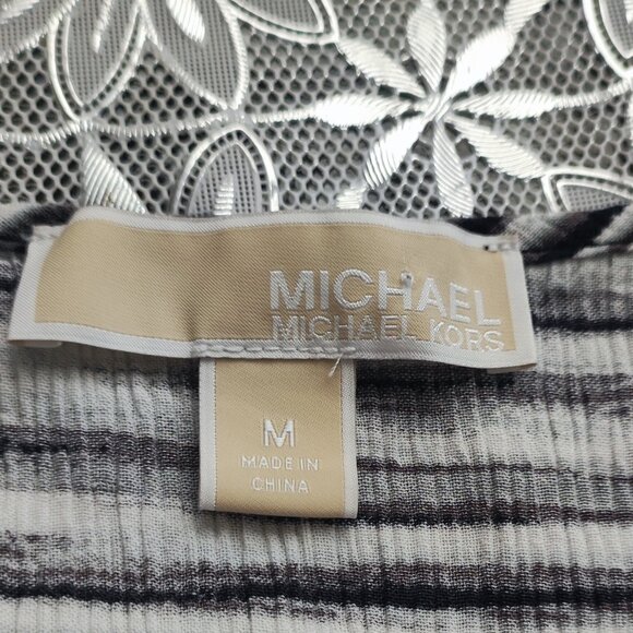 Stylish Michael Michael Kors Gray Marbled Top Keyhole Cold Shoulder Sz M - Picture 11 of 12